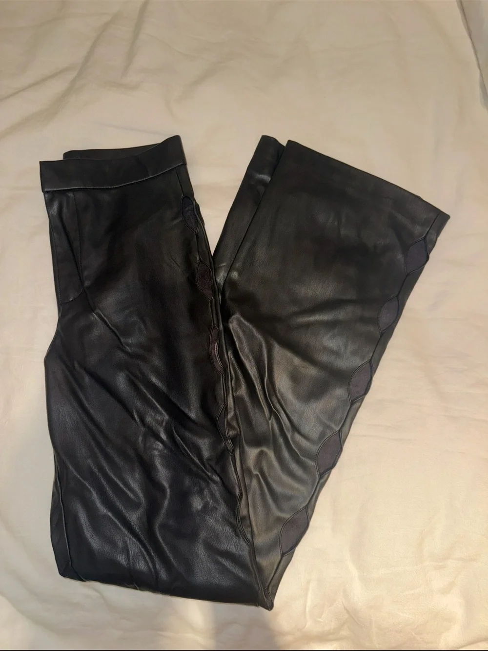 Zara Black Faux Leather cut out Pants